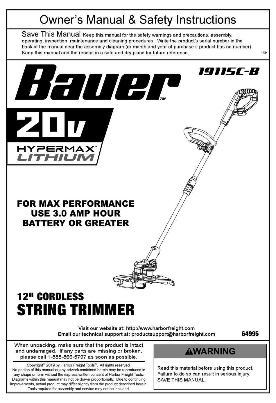 bauer cordless weed eater