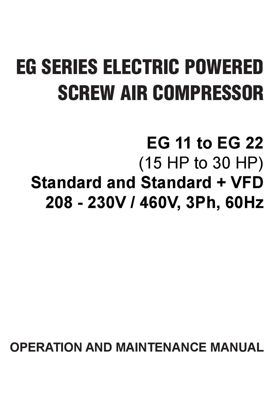 Elgi Eg Series Operation And Maintenance Manual Pdf Download Manualslib