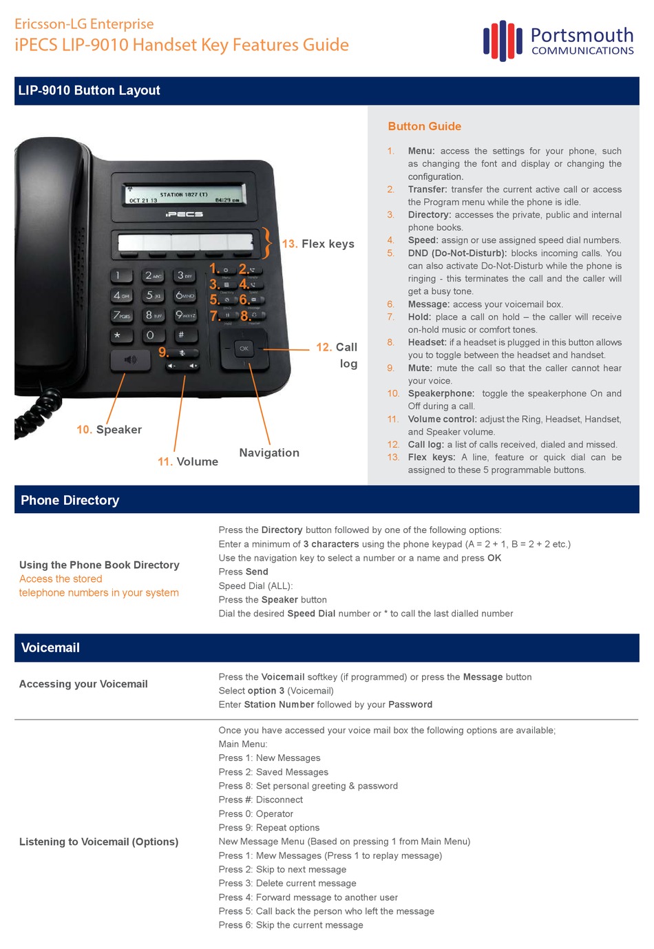 LG-ERICSSON IPECS LIP-9010 KEY FEATURES MANUAL Pdf Download | ManualsLib