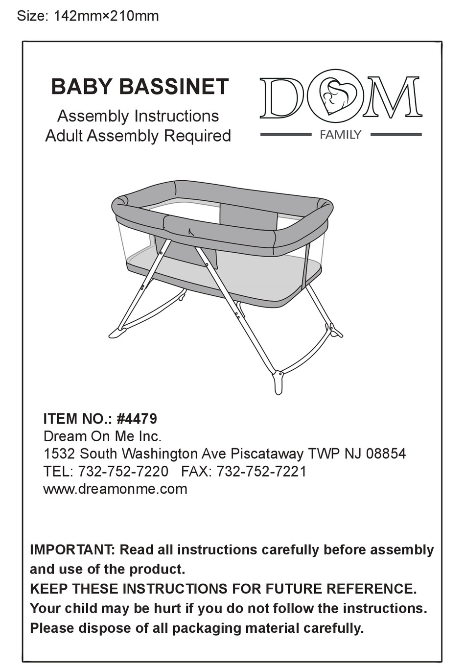 Dream on me sale bassinet assembly instructions