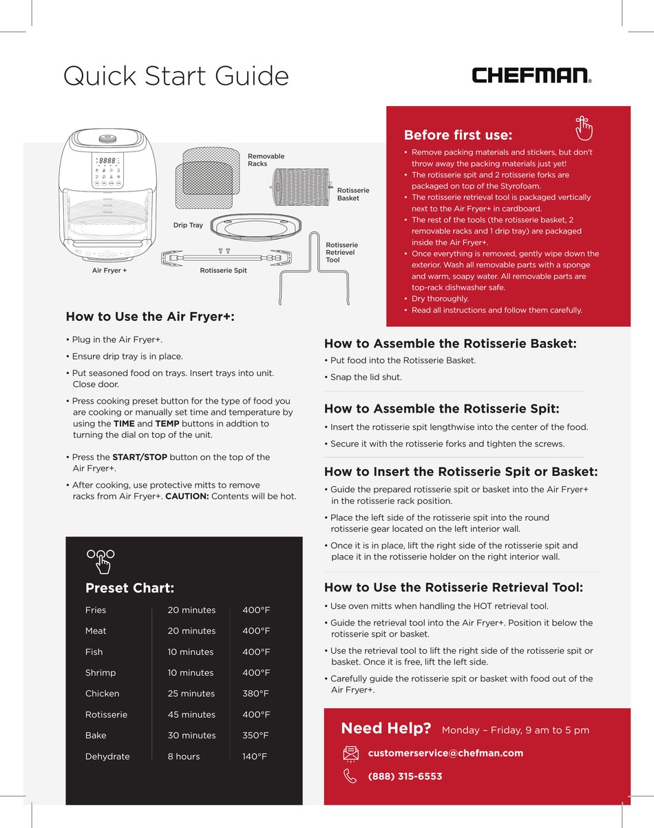 CHEFMAN RJ38-RDO QUICK START MANUAL Pdf Download | ManualsLib