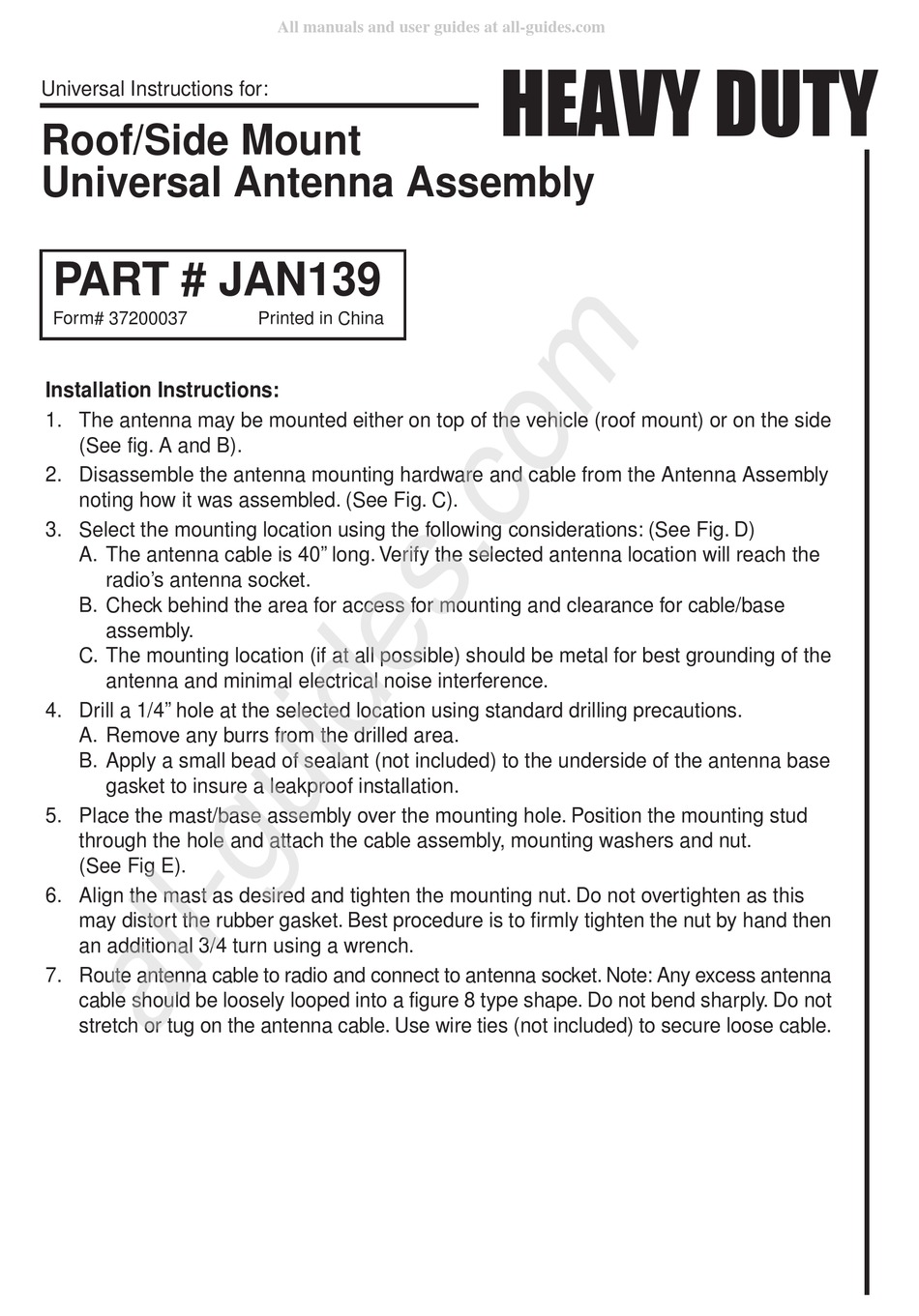 JENSEN JAN139 UNIVERSAL INSTRUCTIONS Pdf Download | ManualsLib