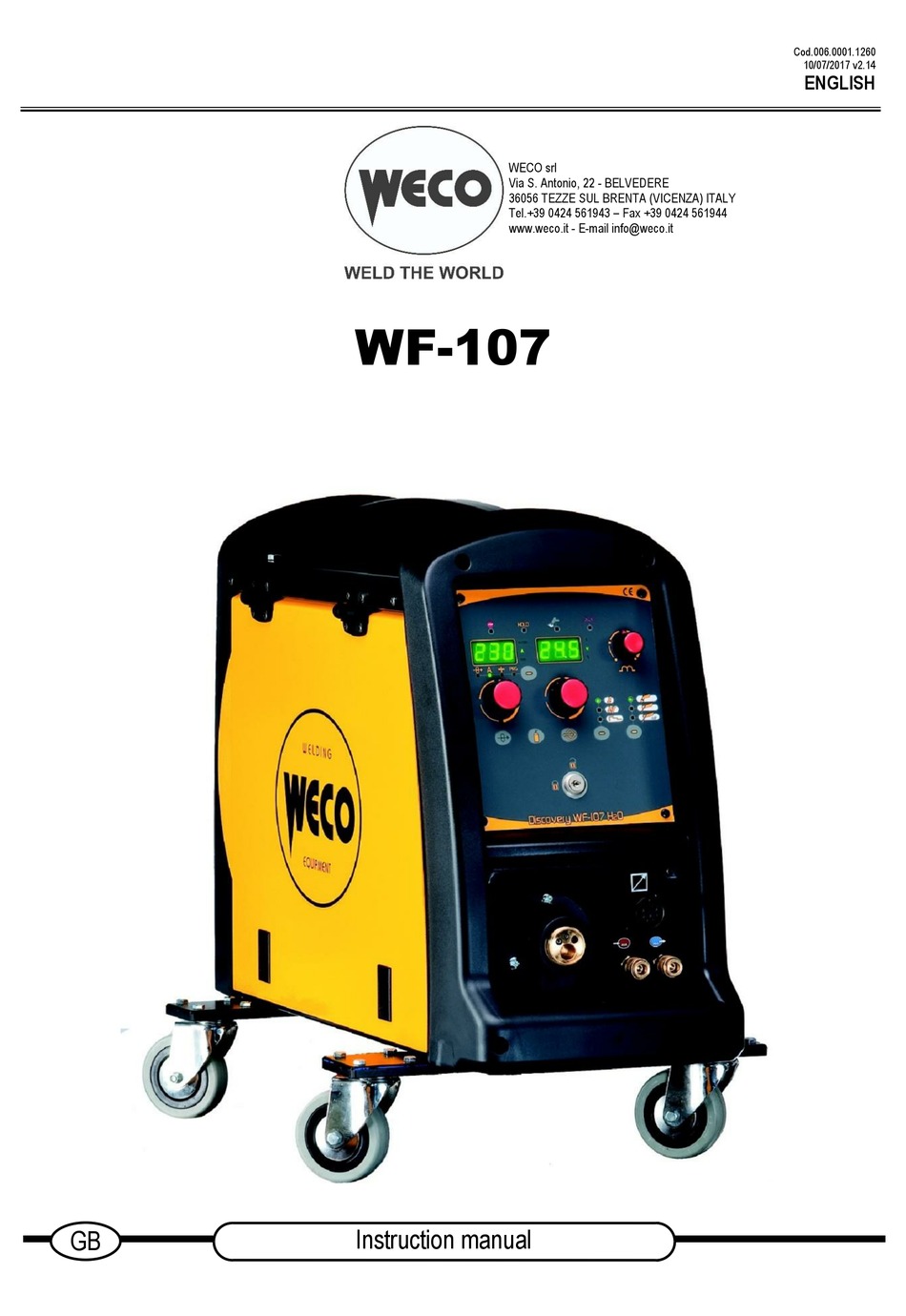 Weco Wf 107 Instruction Manual Pdf Download Manualslib