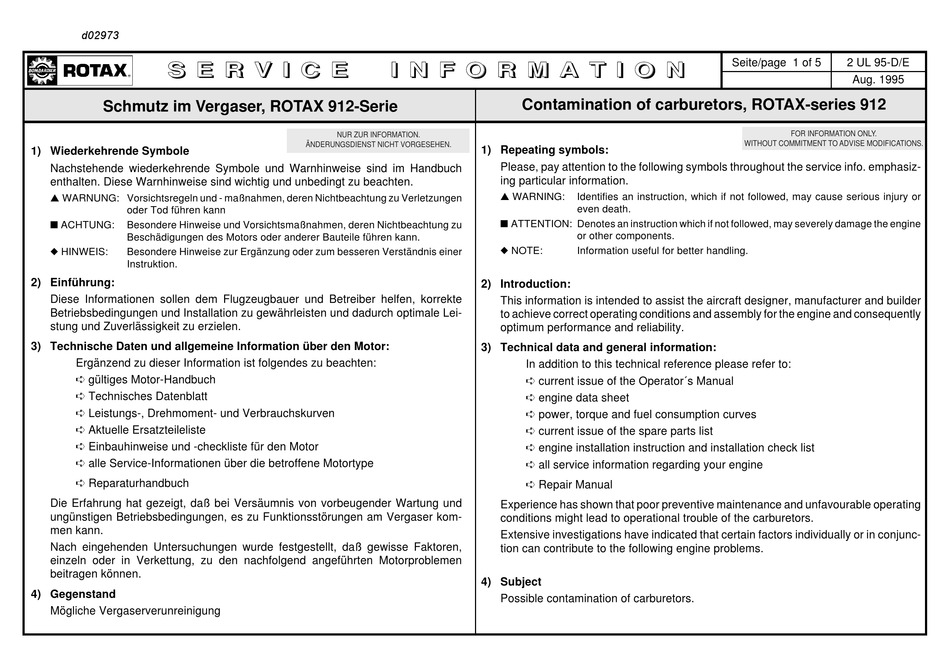 ROTAX 912 SERIES SERVICE INFORMATION Pdf Download ManualsLib