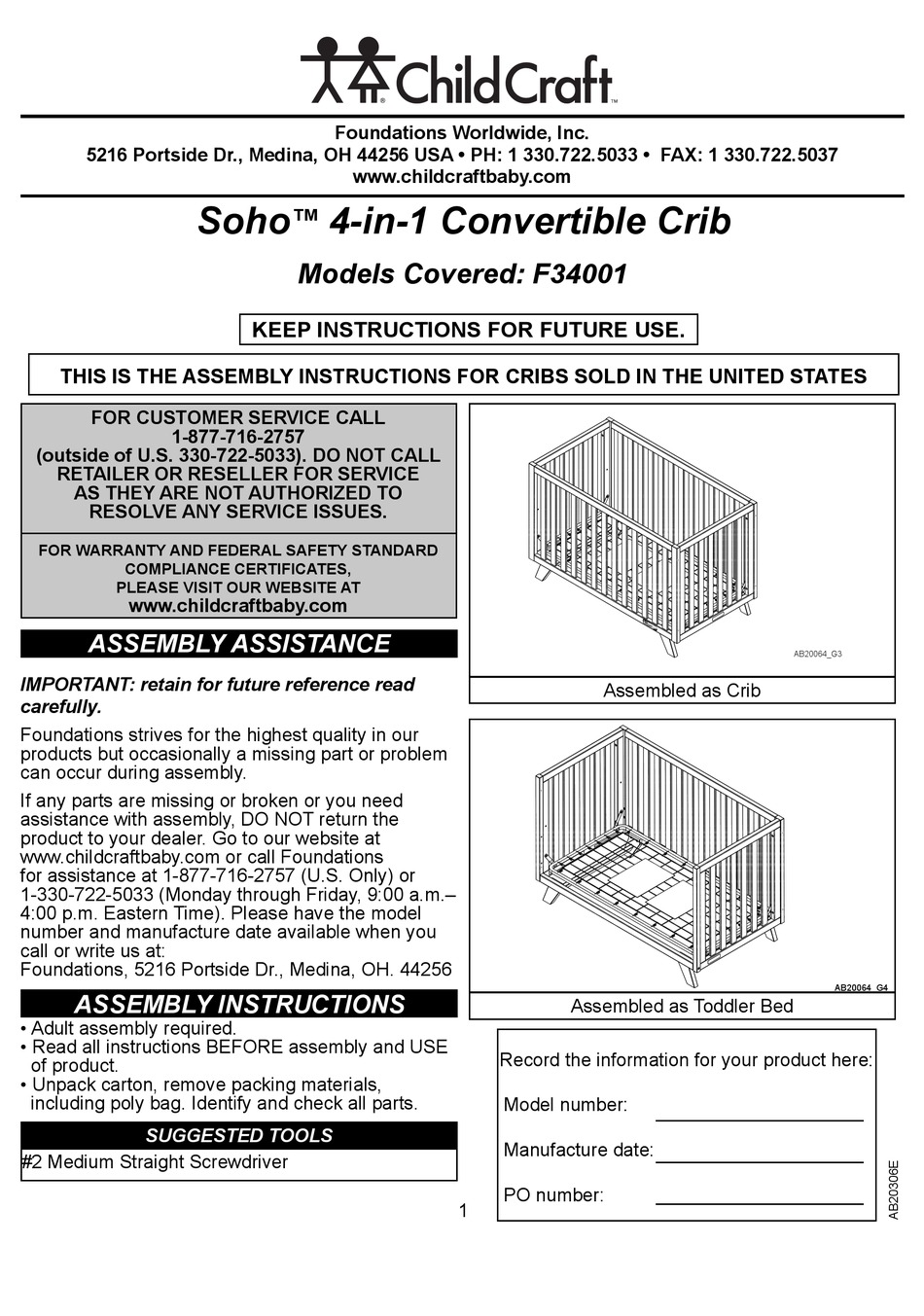 Child Craft Soho F34001 Manual Pdf Download Manualslib