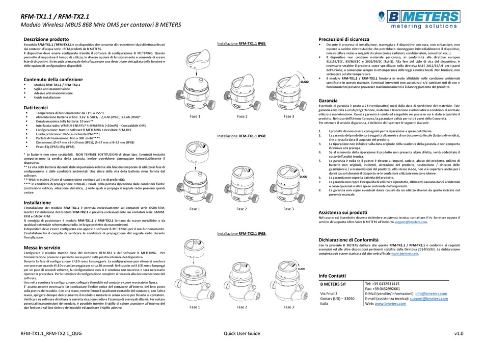 B METERS RFM-TX1.1 MANUAL Pdf Download | ManualsLib