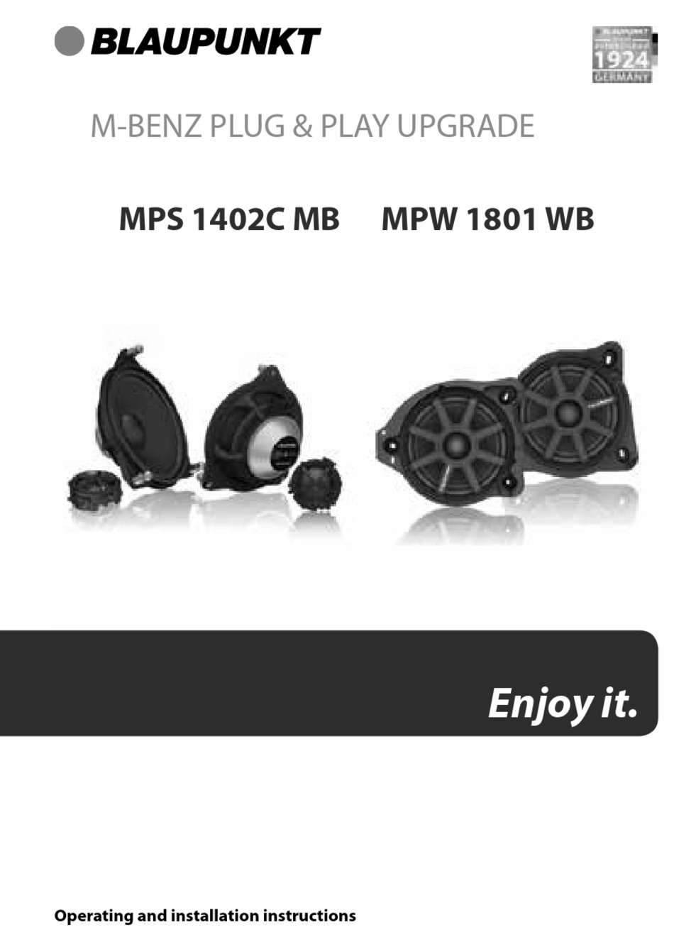 BLAUPUNKT MPS 1402C MB OPERATING AND INSTALLATION INSTRUCTIONS Pdf