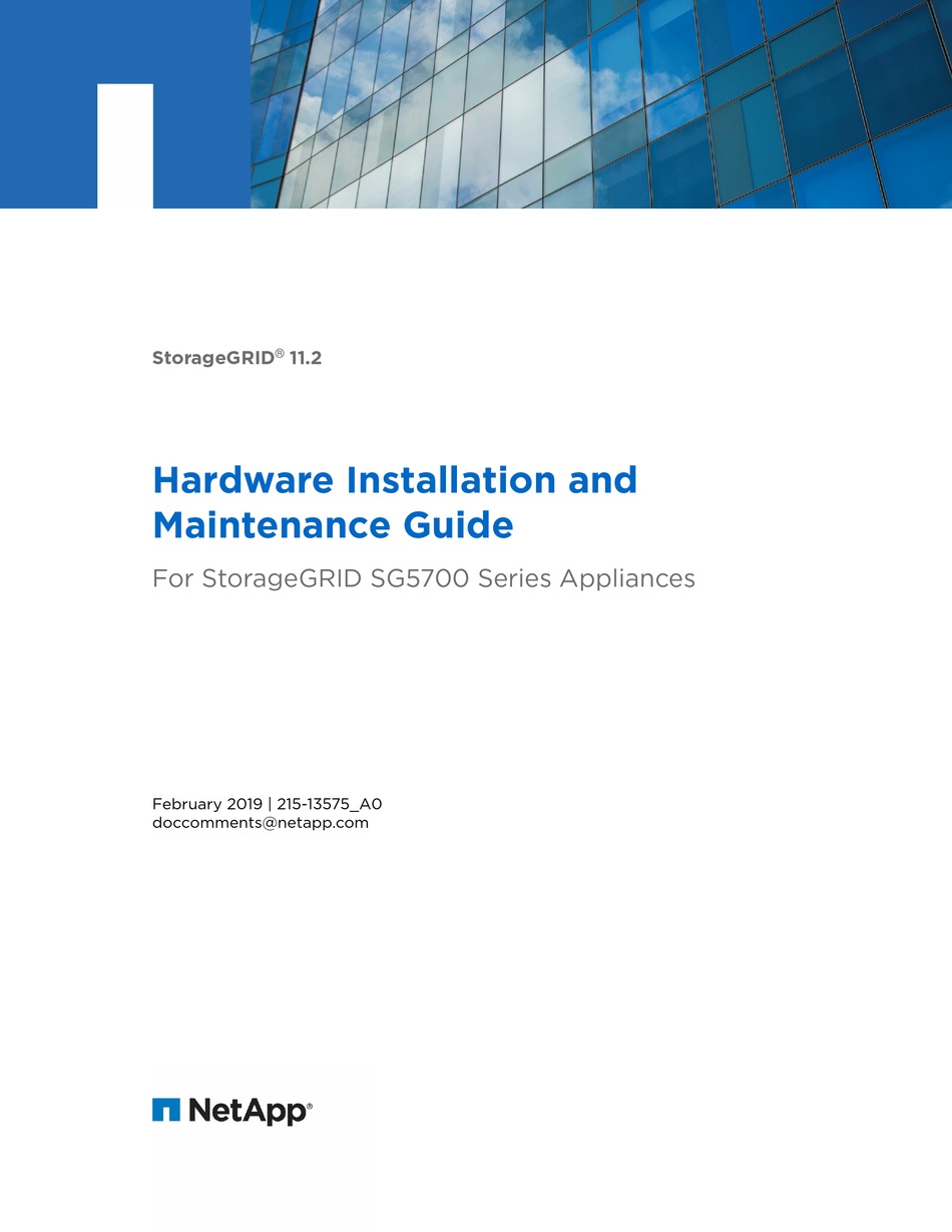NETAPP STORAGEGRID SG5700 SERIES HARDWARE INSTALLATION AND MAINTENANCE