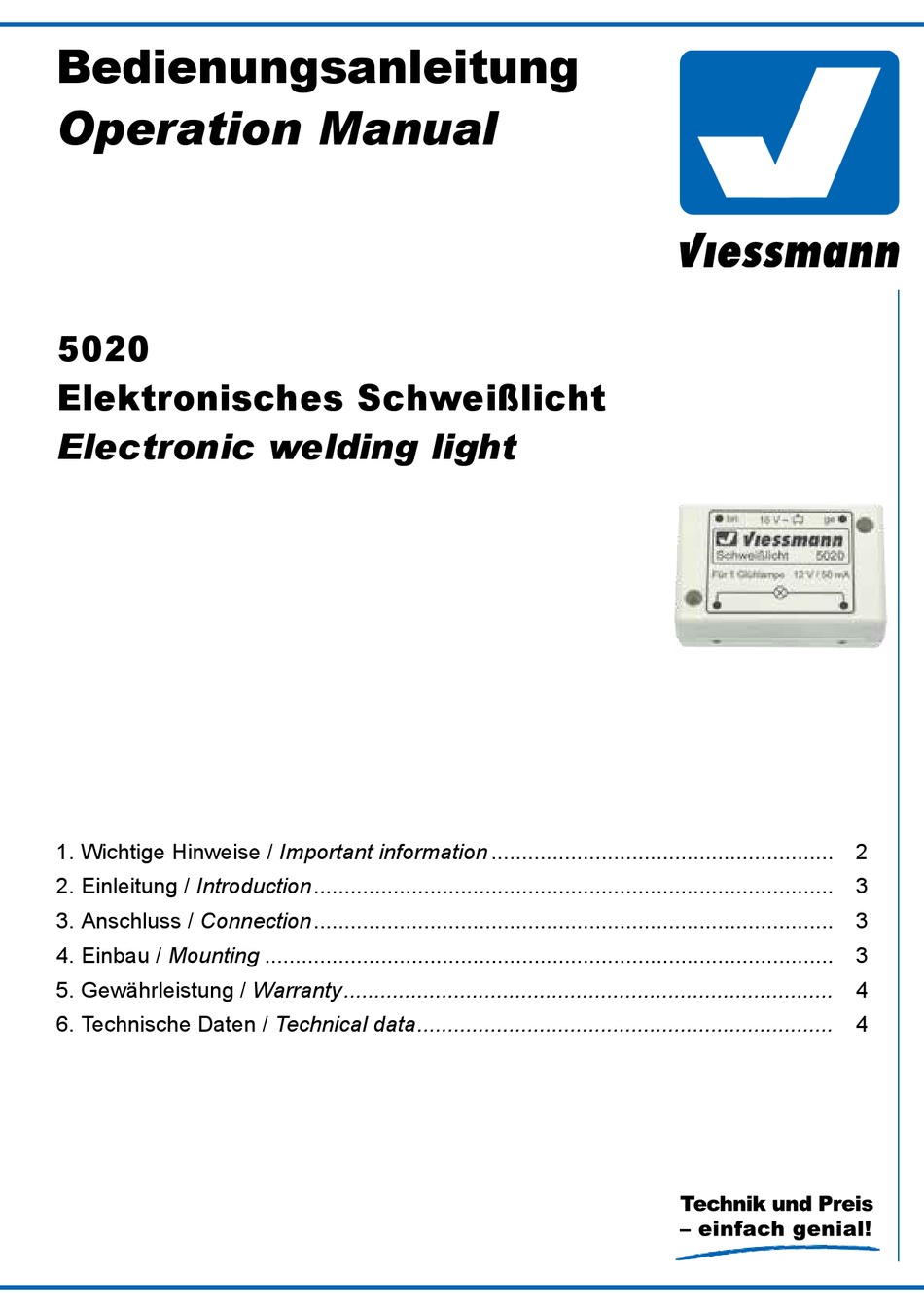 Viessmann 5020 Elektronisches Schweißlicht 