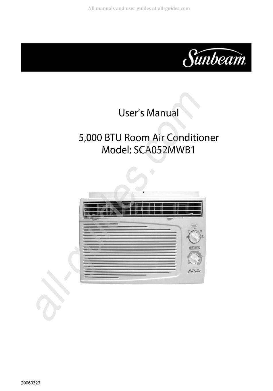 Sunbeam Sca052mwb1 User Manual Pdf Download Manualslib