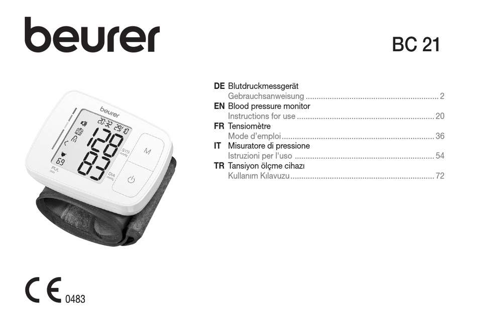 BEURER BC 21 INSTRUCTIONS FOR USE MANUAL Pdf Download ManualsLib