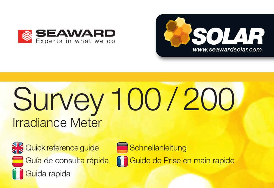 SEAWARD SOLAR SURVEY 100 QUICK REFERENCE MANUAL Pdf Download ManualsLib