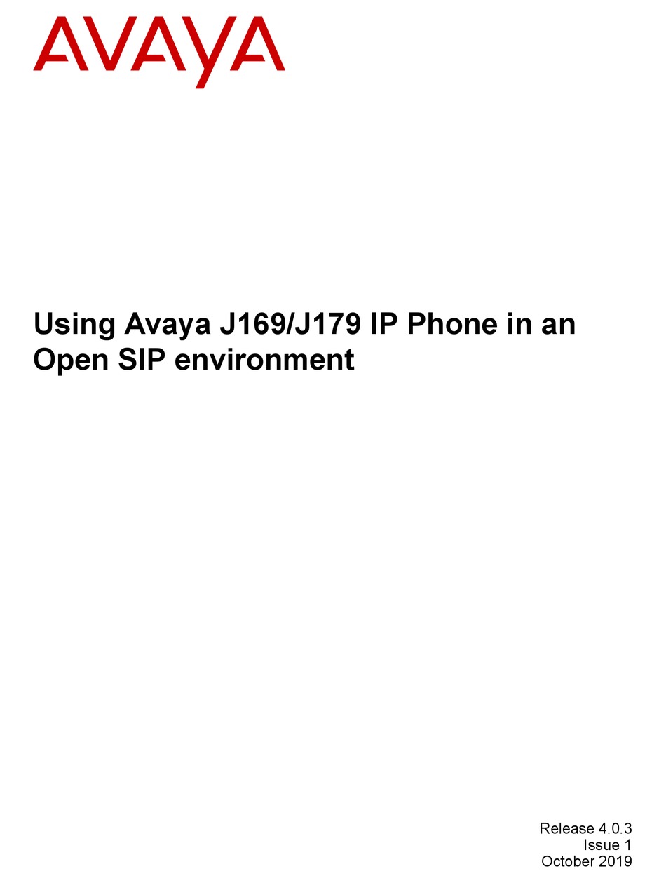 AVAYA J169 INSTRUCTIONS FOR USE MANUAL Pdf Download | ManualsLib
