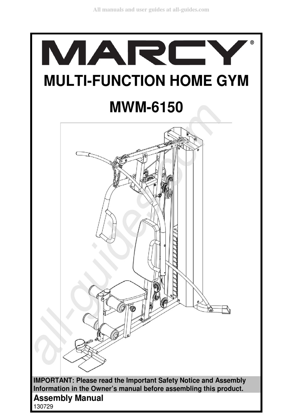 MARCY MWM-6150 ASSEMLY MANUAL Pdf Download | ManualsLib