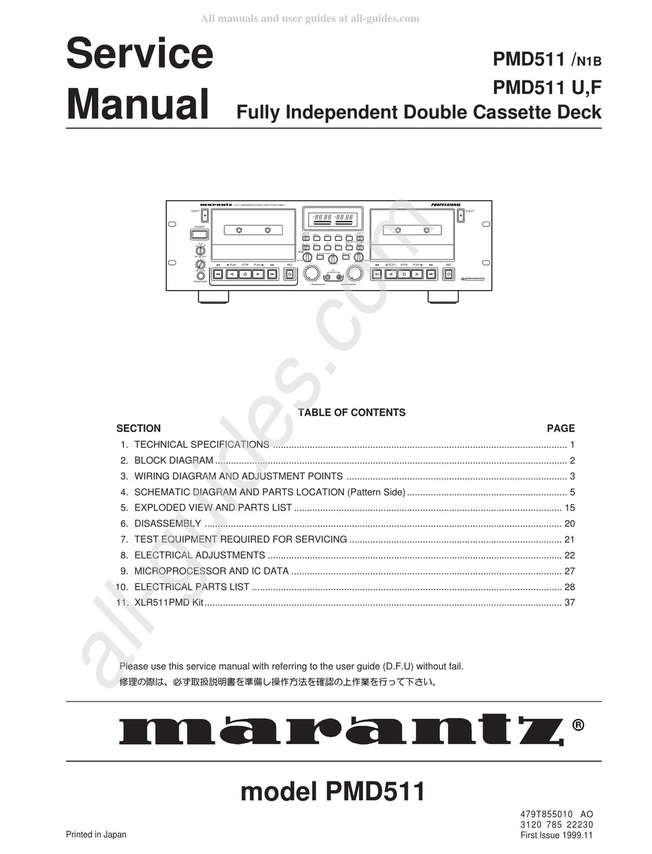 Marantz pmd221 service manual