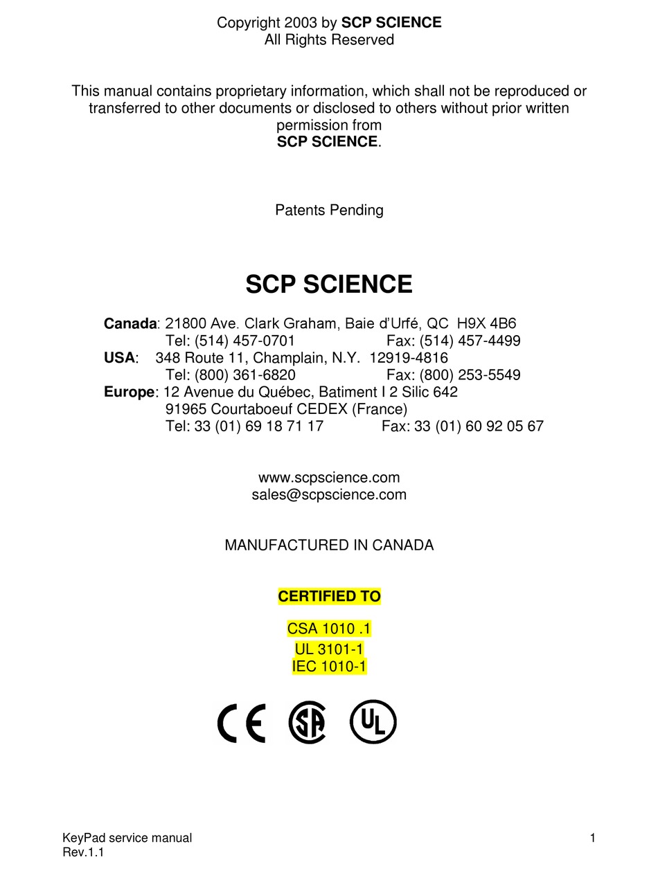 Scp Science Digiprep Series Service Manual Pdf Download Manualslib