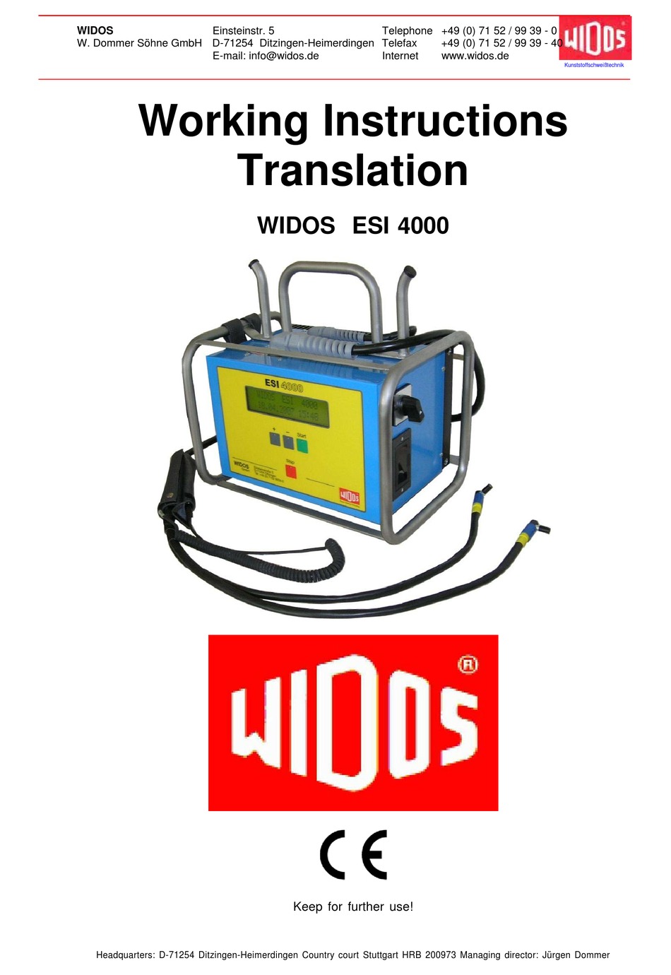Widos Esi 4000 Working Instructions Translation Pdf Download Manualslib