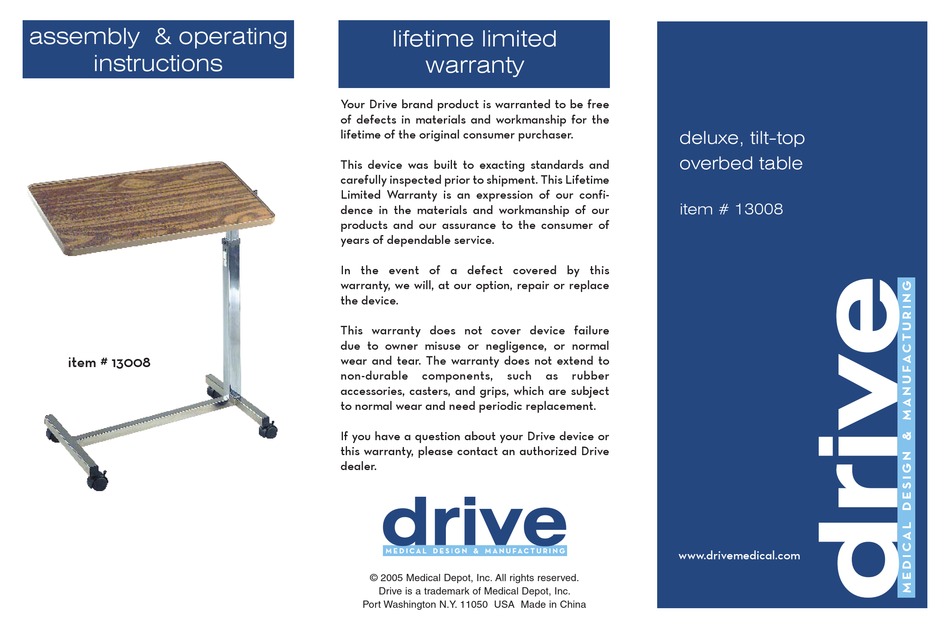 DRIVE 13008 ASSEMBLY & OPERATING INSTRUCTIONS Pdf Download ManualsLib