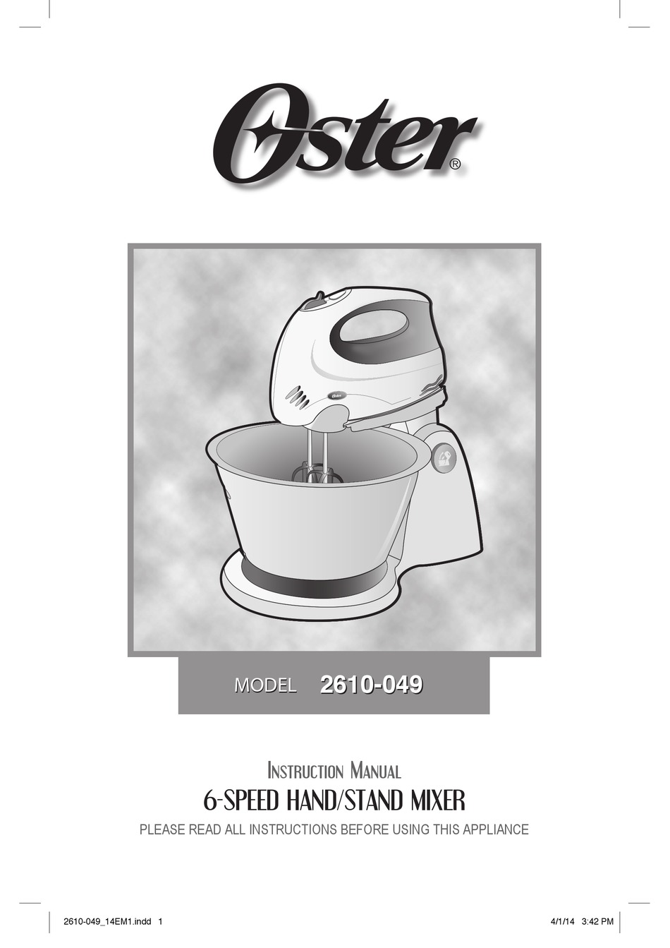 OSTER 2610 049 INSTRUCTION MANUAL Pdf Download ManualsLib   Oster 2610 049 