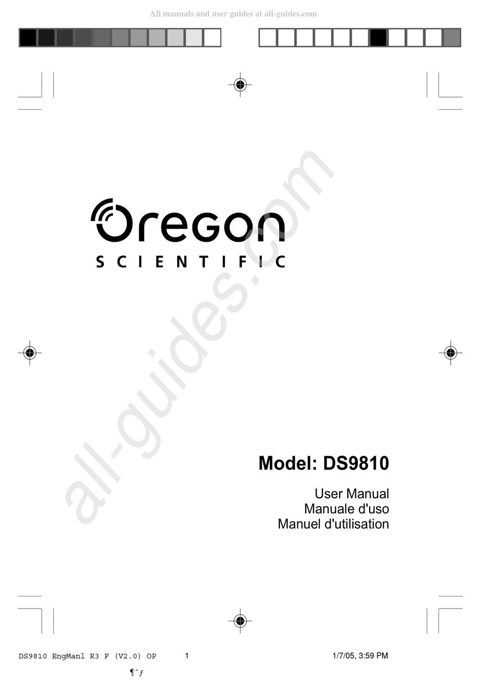 OREGON SCIENTIFIC DS9810 USER MANUAL Pdf Download