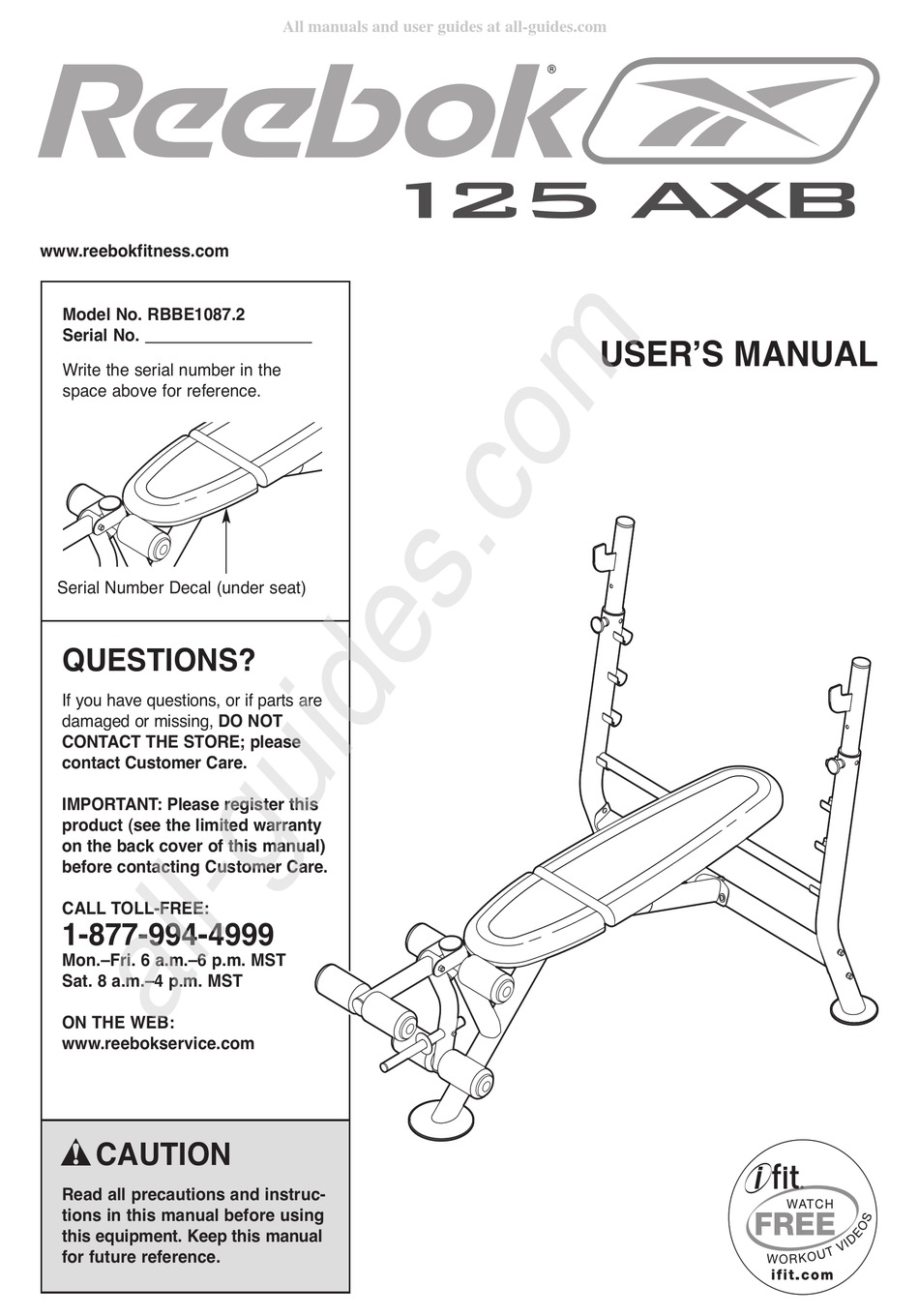 reebok 125 axb weight bench