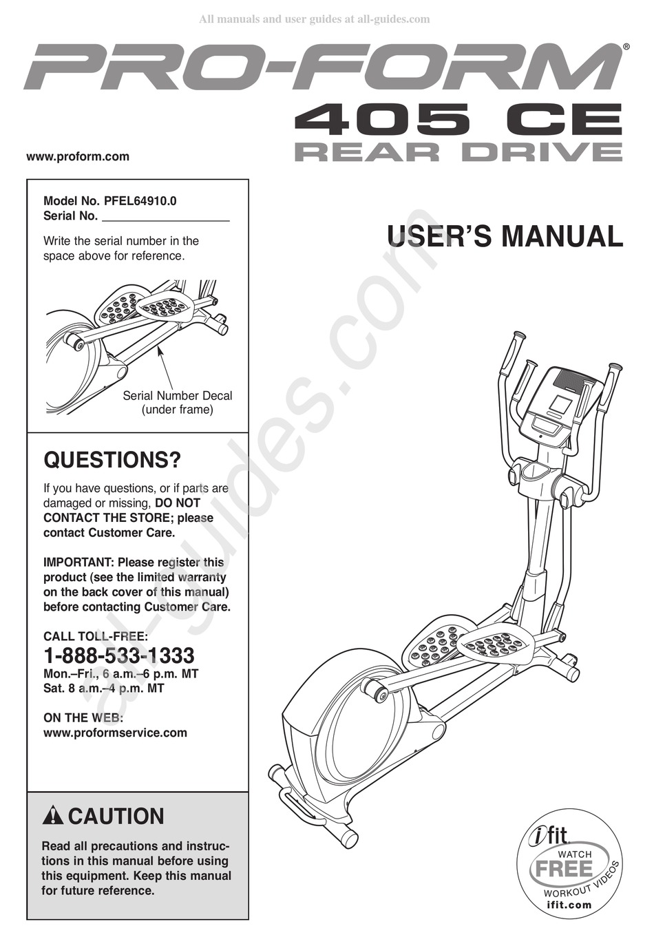 Proform 405 ce 2025 rear drive elliptical