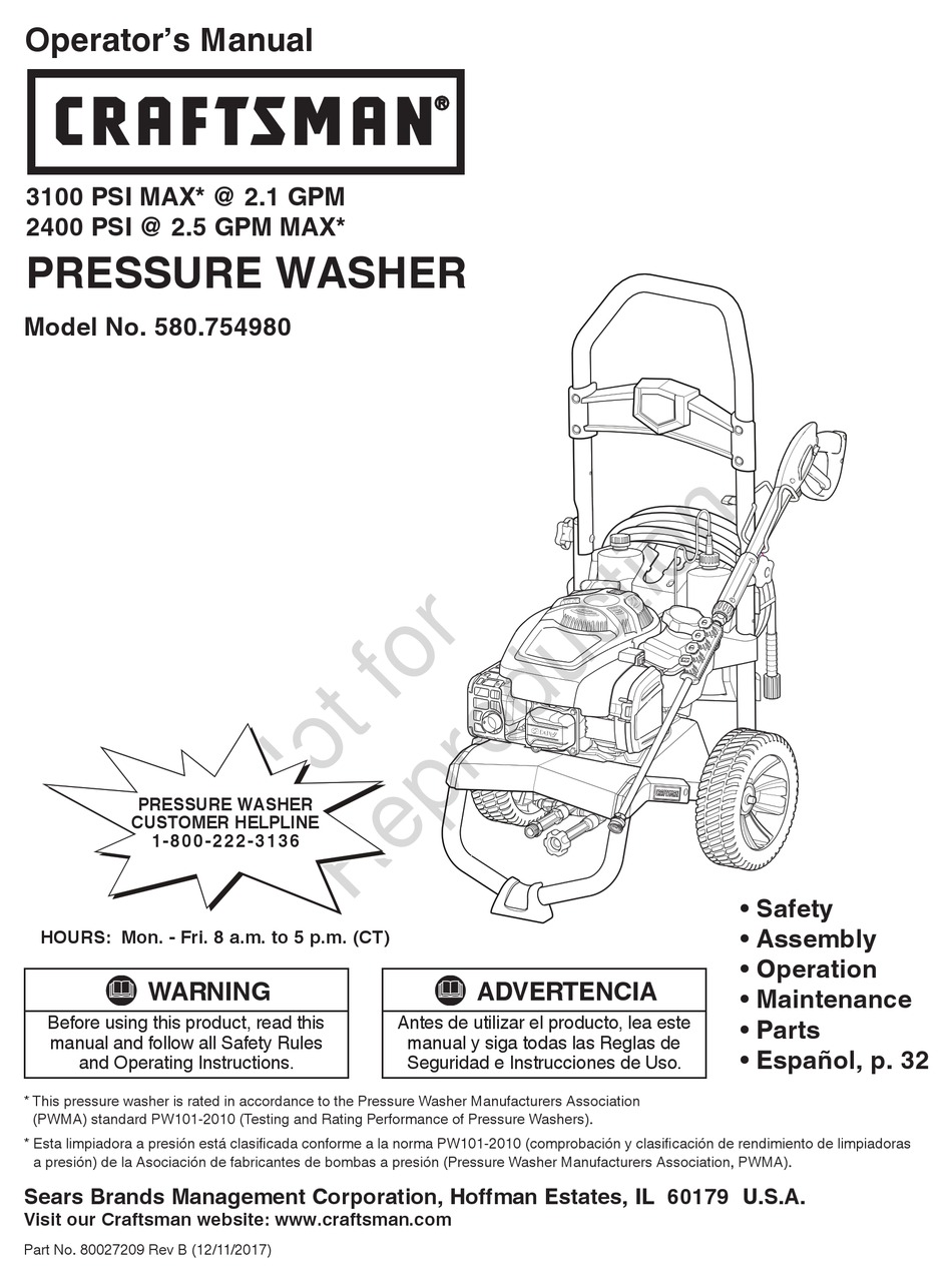 Craftsman 580 Operator S Manual Pdf Download Manualslib