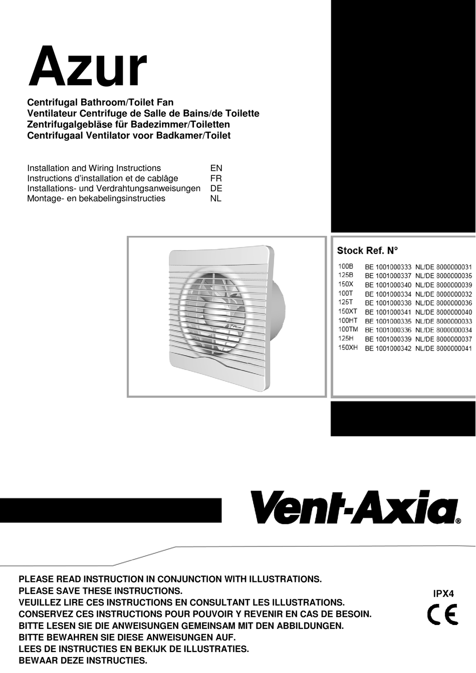 VENTAXIA AZUR 100B INSTALLATION AND WIRING INSTRUCTIONS Pdf Download