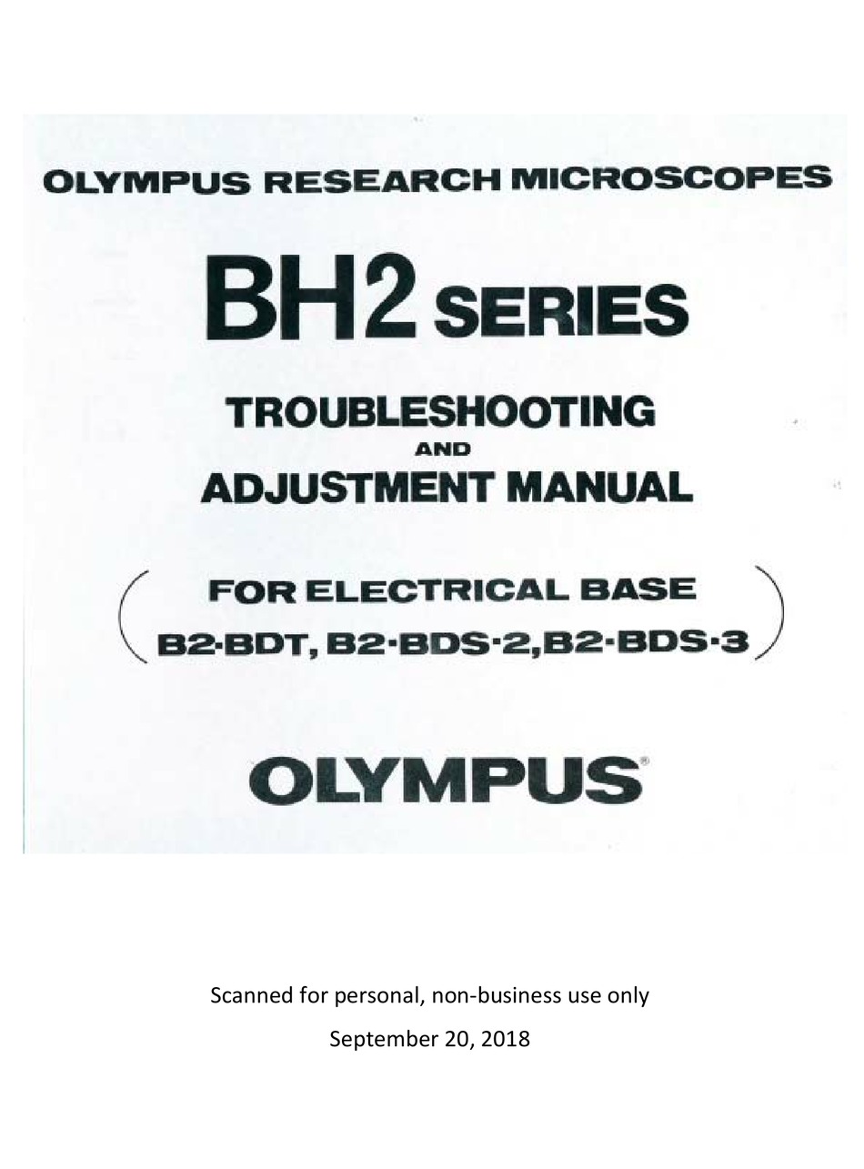 OLYMPUS BH2 SERIES TROUBLESHOOTING & ADJUSTMENT MANUAL Pdf Download ...