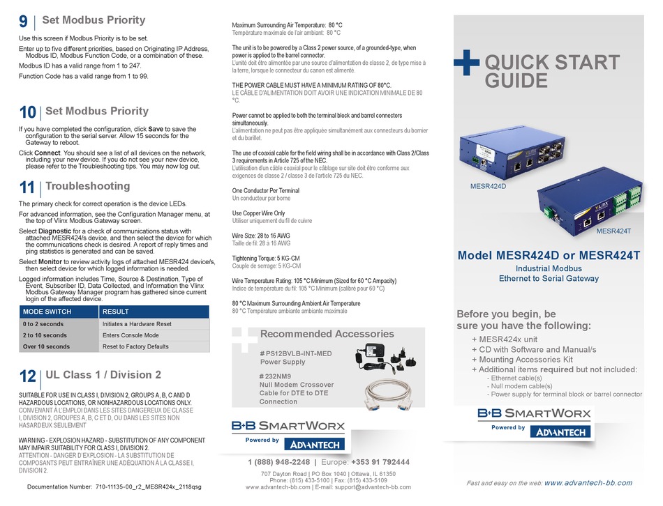 B+B SMARTWORX MESR424D QUICK START MANUAL Pdf Download | ManualsLib