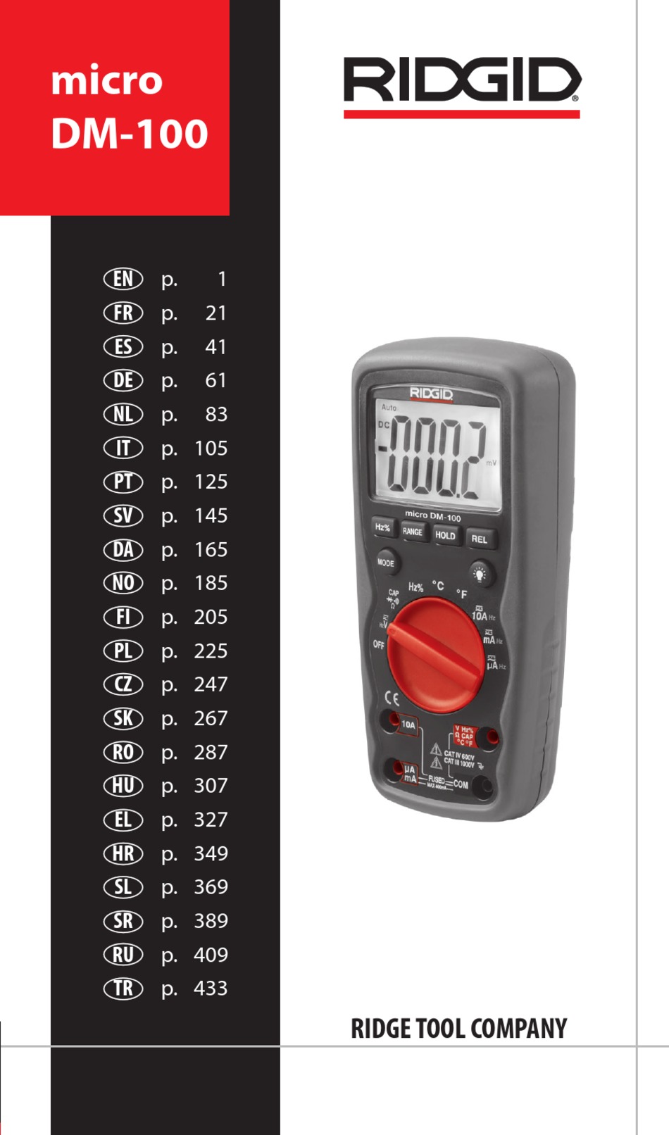 Ridgid Micro Dm 100 Manual Pdf Download Manualslib