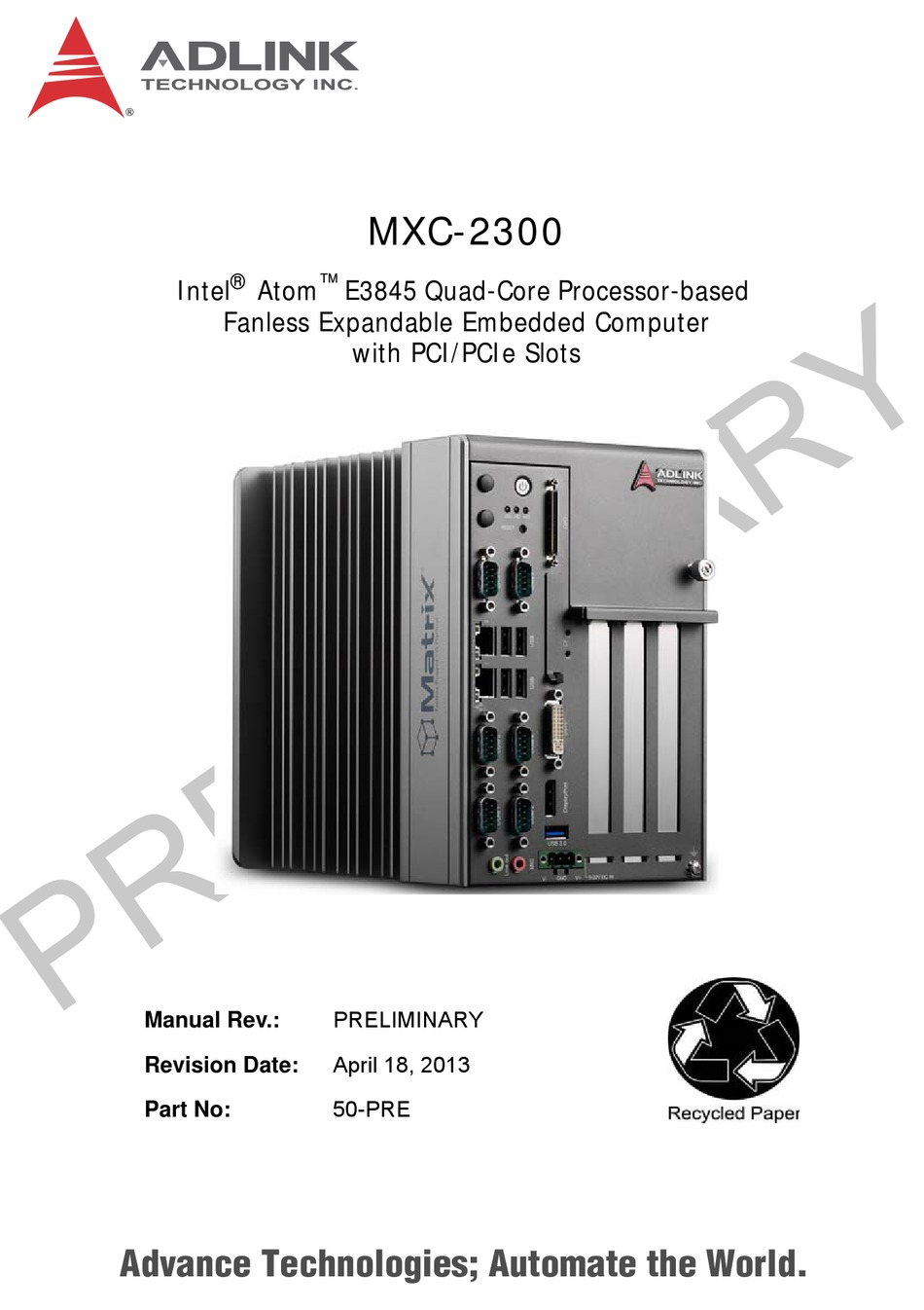 ADLINK TECHNOLOGY MXC-2300 MANUAL Pdf Download | ManualsLib