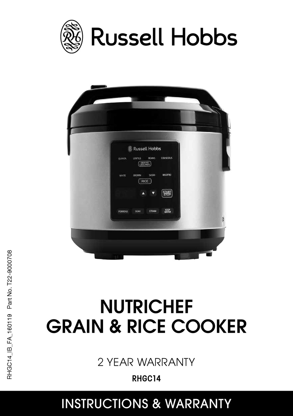 RUSSELL HOBBS NUTRICHEF RHGC14 INSTRUCTIONS & WARRANTY Pdf Download