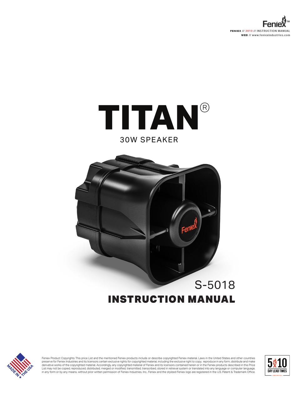 FENIEX TITAN S5018 INSTRUCTION MANUAL Pdf Download ManualsLib