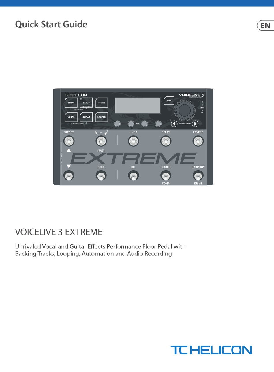 Tc Helicon Voicelive 3 Extreme Quick Start Manual Pdf Download Manualslib