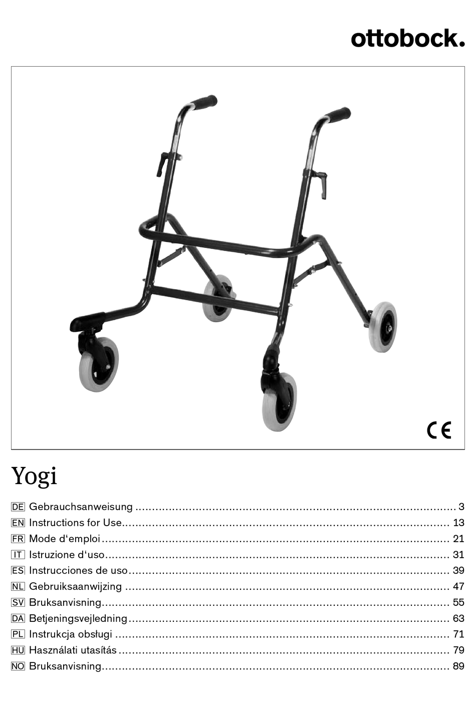 OTTO BOCK YOGI INSTRUCTIONS FOR USE MANUAL Pdf Download | ManualsLib