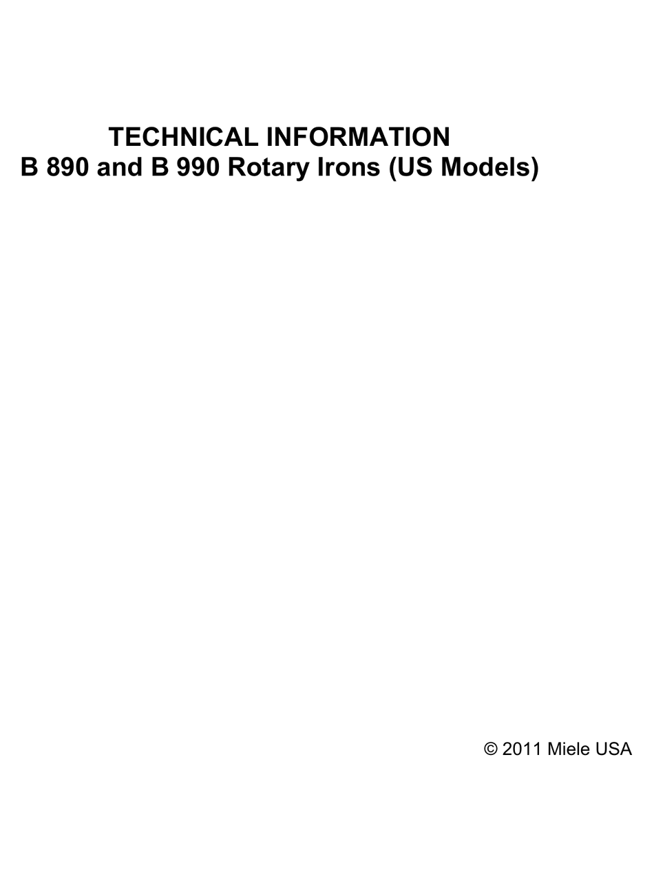 Miele B 0 Technical Information Pdf Download Manualslib