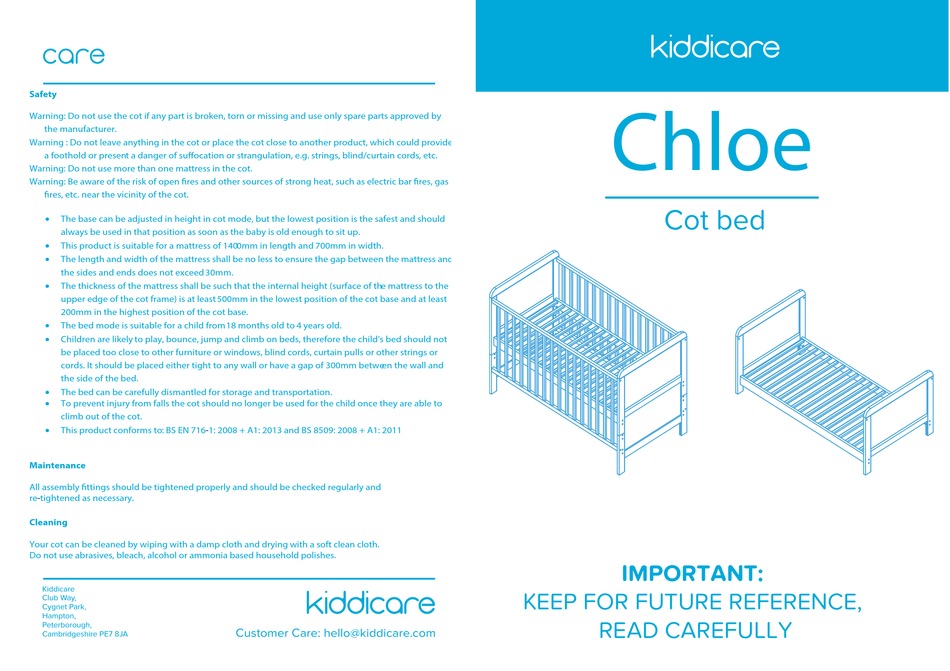 kiddicare chloe cot bed
