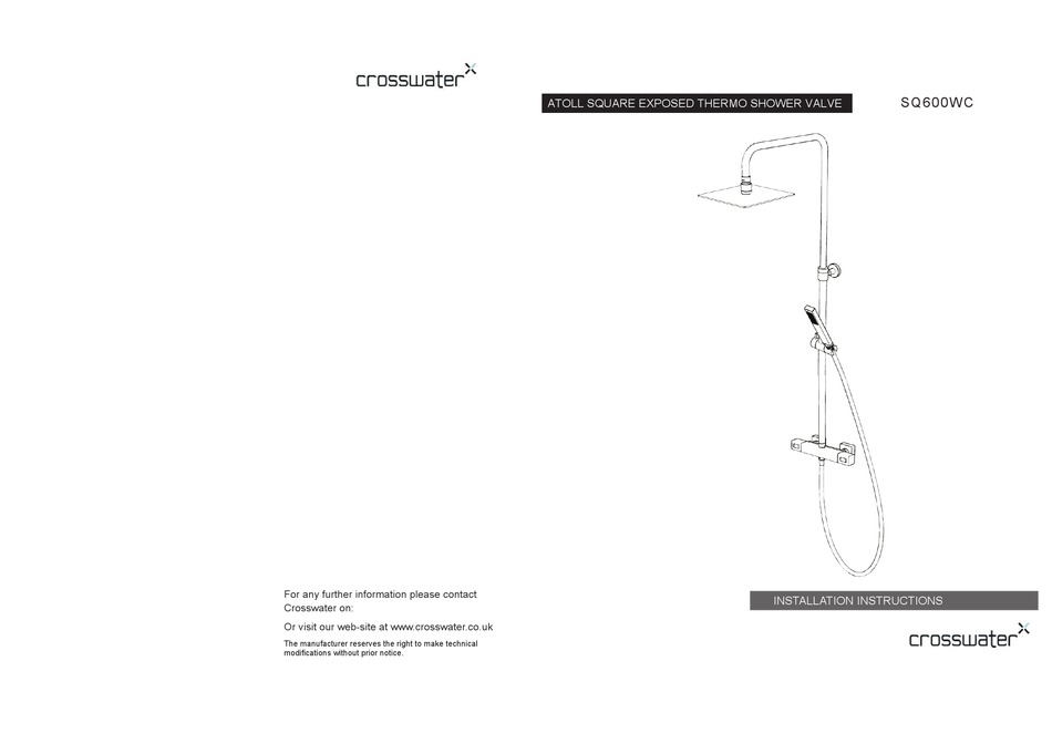CROSSWATER ATOLL SQUARE EXPOSED THERMO SHOWER VALVE SQ600WC