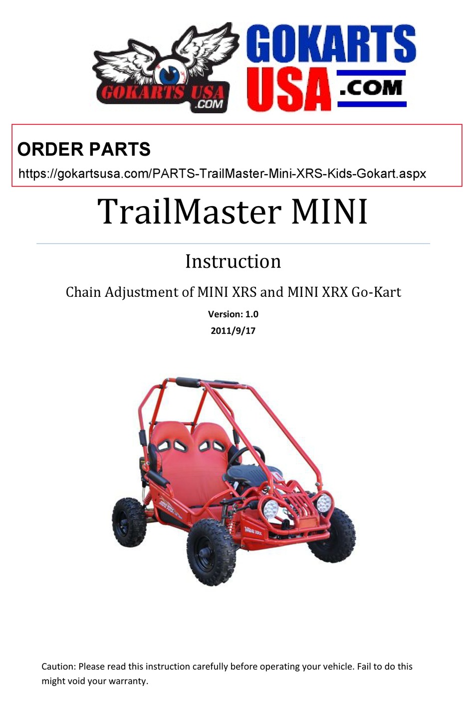 GOKARTS USA TRAILMASTER MINI INSTRUCTION MANUAL Pdf Download ManualsLib