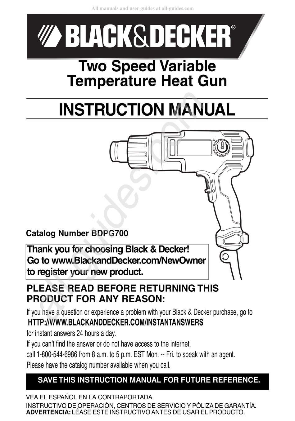 BLACK DECKER BDPG700 INSTRUCTION MANUAL Pdf Download ManualsLib