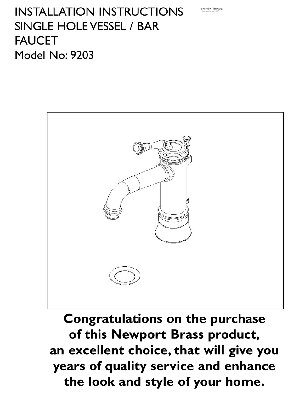 NEWPORT BRASS 9203 INSTALLATION INSTRUCTIONS Pdf Download ManualsLib   Newport Brass 9203 