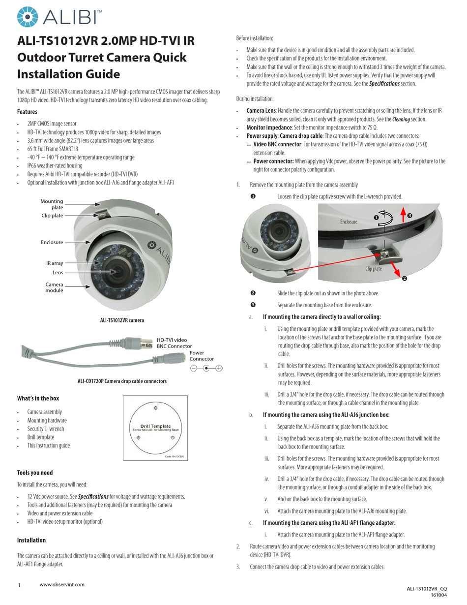 ALIBI ALITS1012VR QUICK INSTALLATION MANUAL Pdf Download ManualsLib