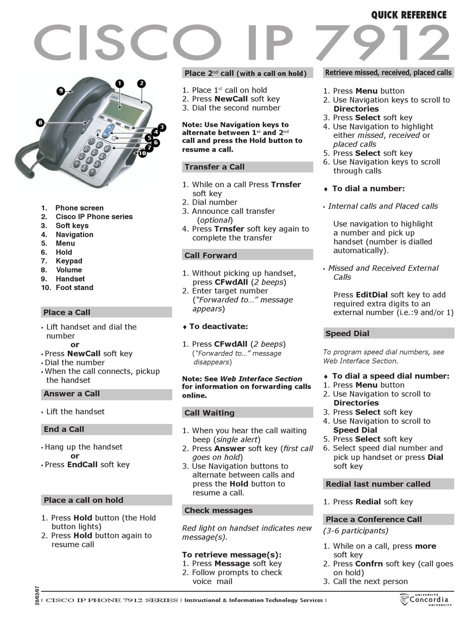 CISCO IP 7912 QUICK REFERENCE Pdf Download ManualsLib, 56% OFF