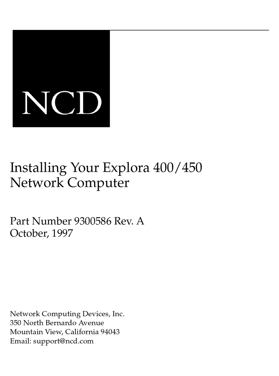 NCD EXPLORA 450 SERIES INSTALLING INSTRUCTIONS Pdf Download ManualsLib