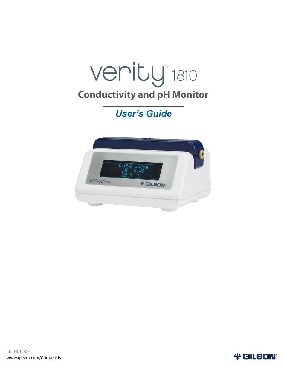 GILSON VERITY 1810 USER MANUAL Pdf Download ManualsLib