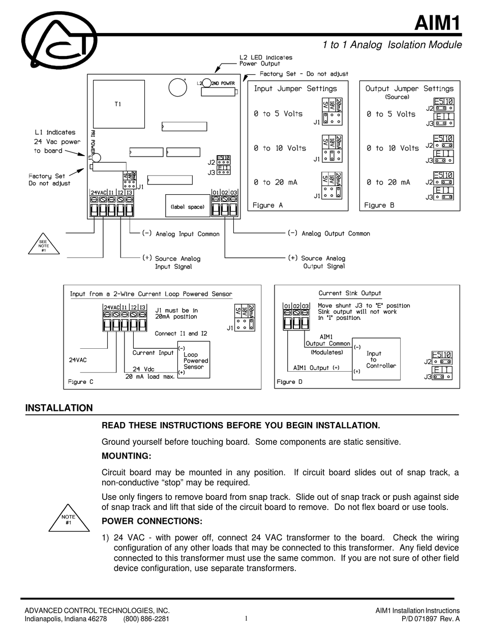 ACT AIM1 INSTALLATION INSTRUCTIONS Pdf Download ManualsLib