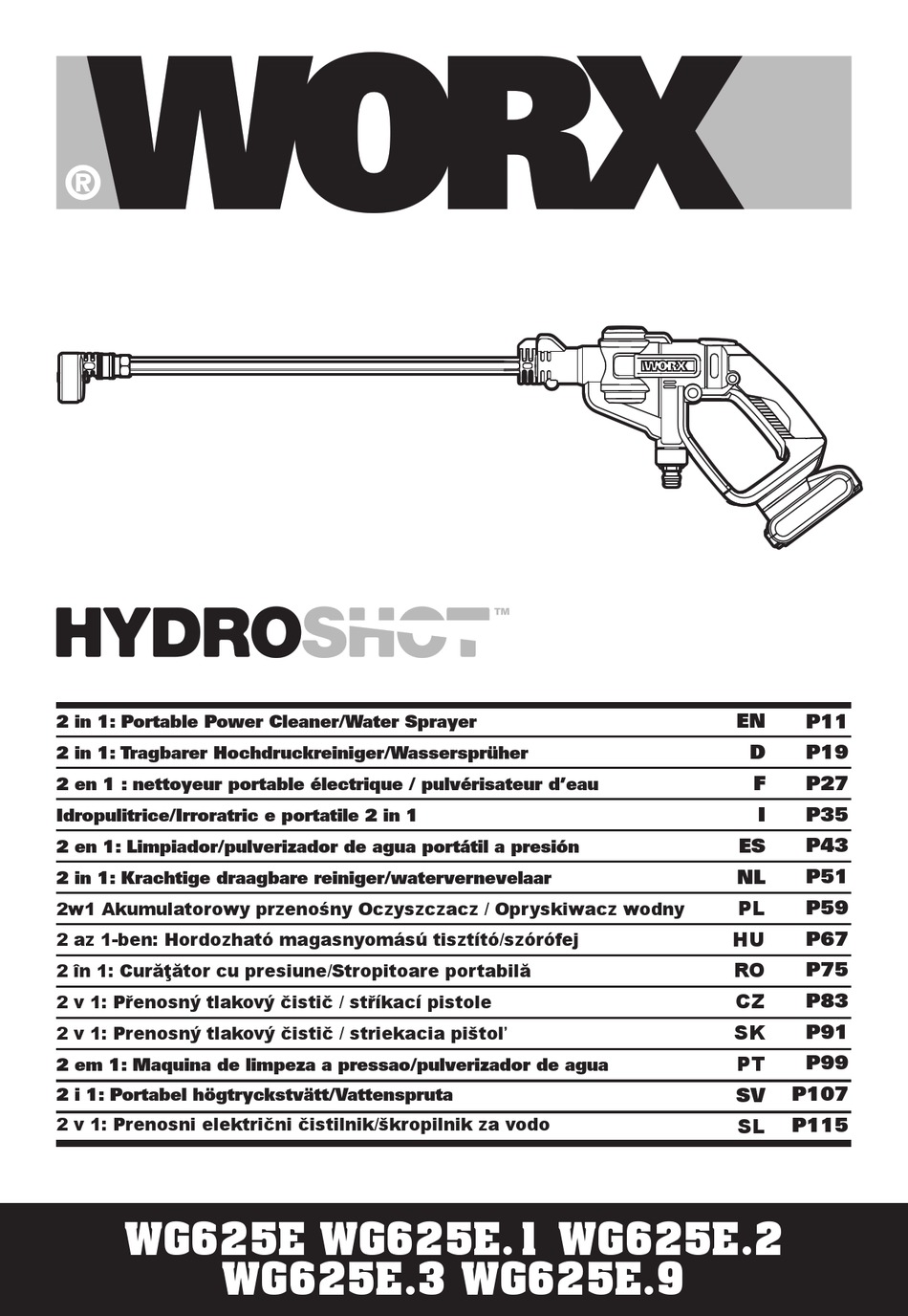 WORX HYDROSHOT WG625E ORIGINAL INSTRUCTIONS MANUAL Pdf Download