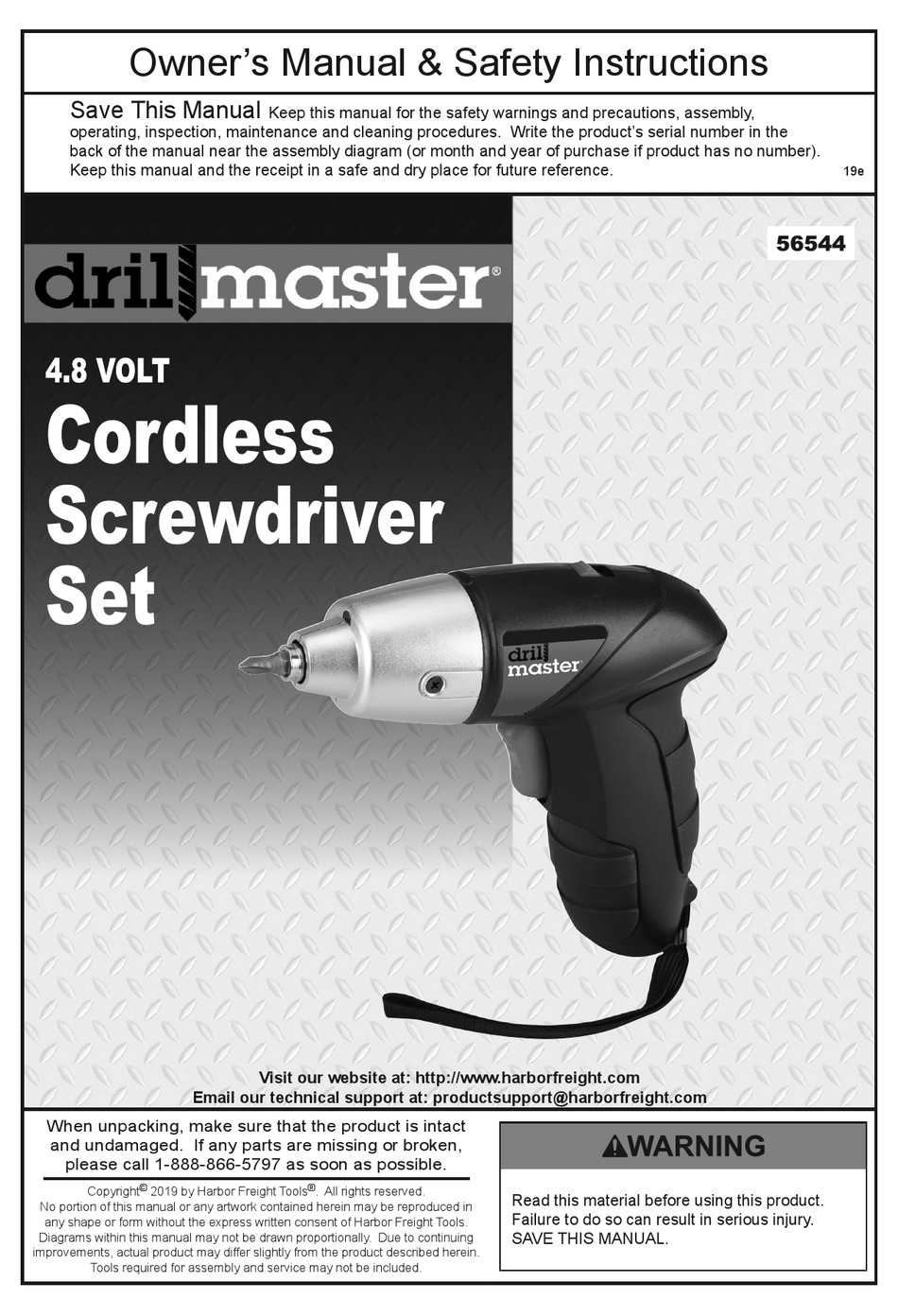 DRILL MASTER 56544 OWNER'S MANUAL & SAFETY INSTRUCTIONS Pdf Download