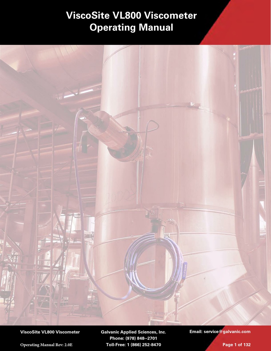 GALVANIC APPLIED SCIENCES VISCOSITE VL800 OPERATING MANUAL Pdf Download ManualsLib